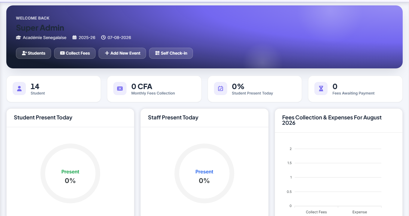 Tableau de bord — School Dashboard screenshot