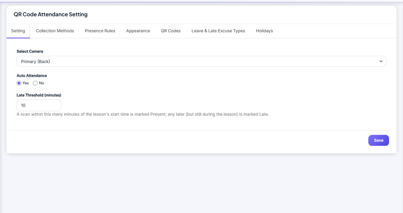 Présence AcaGes — QR Attendance Setting screenshot