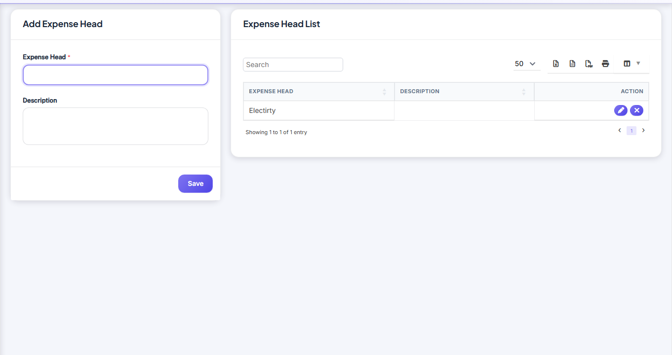 Dépenses — Expense Head screenshot
