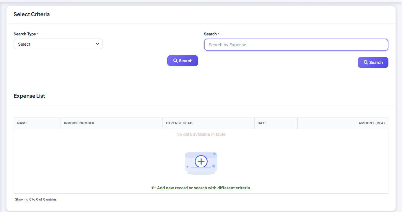 Dépenses — Search Expense screenshot
