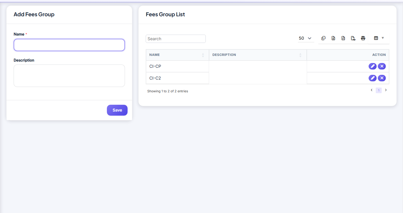Encaissement des frais — Fees Group screenshot