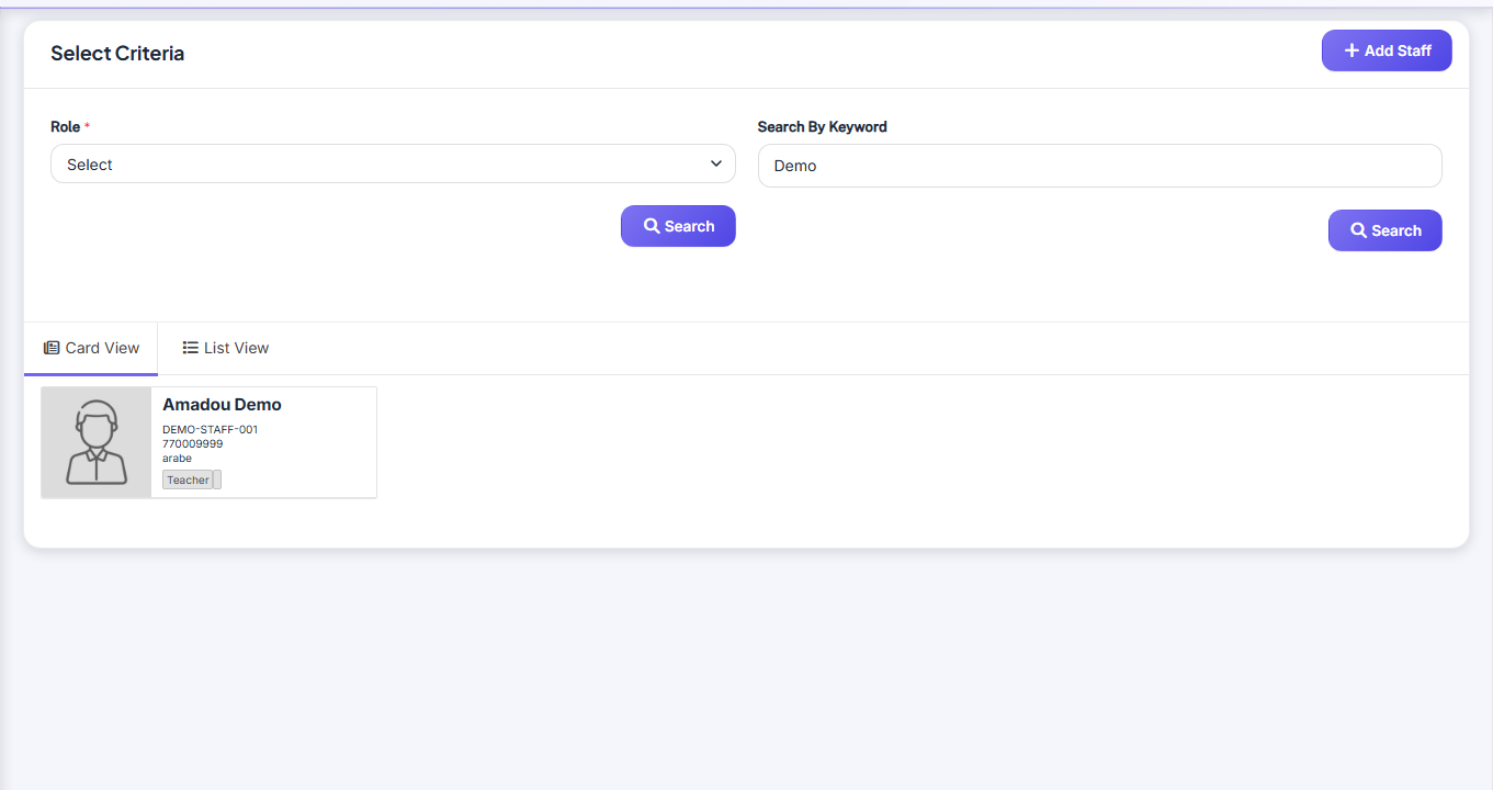 Ressources humaines — Staff Directory screenshot