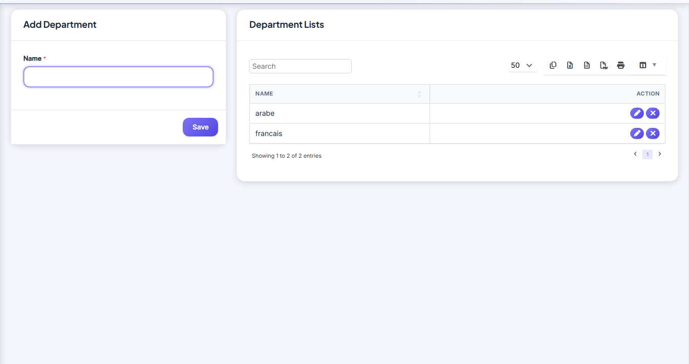 Ressources humaines — Department screenshot