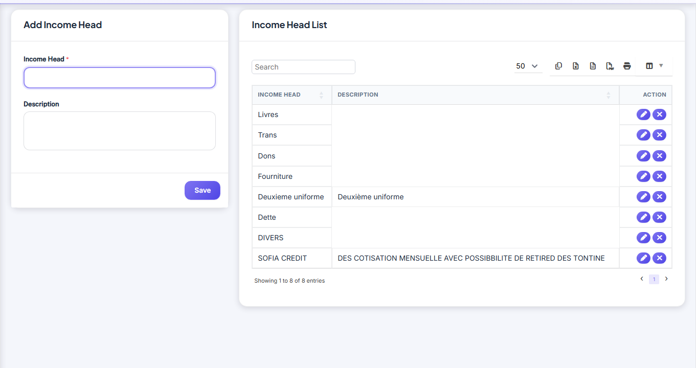 Revenus — Income Head screenshot