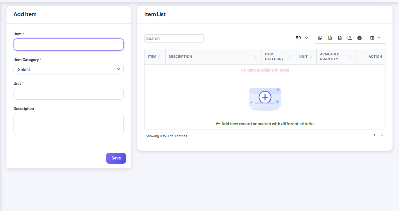 Inventaire — Add Item screenshot