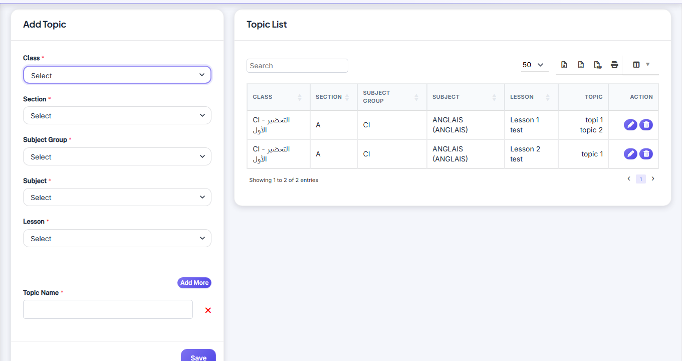 Plan de cours — Topics screenshot