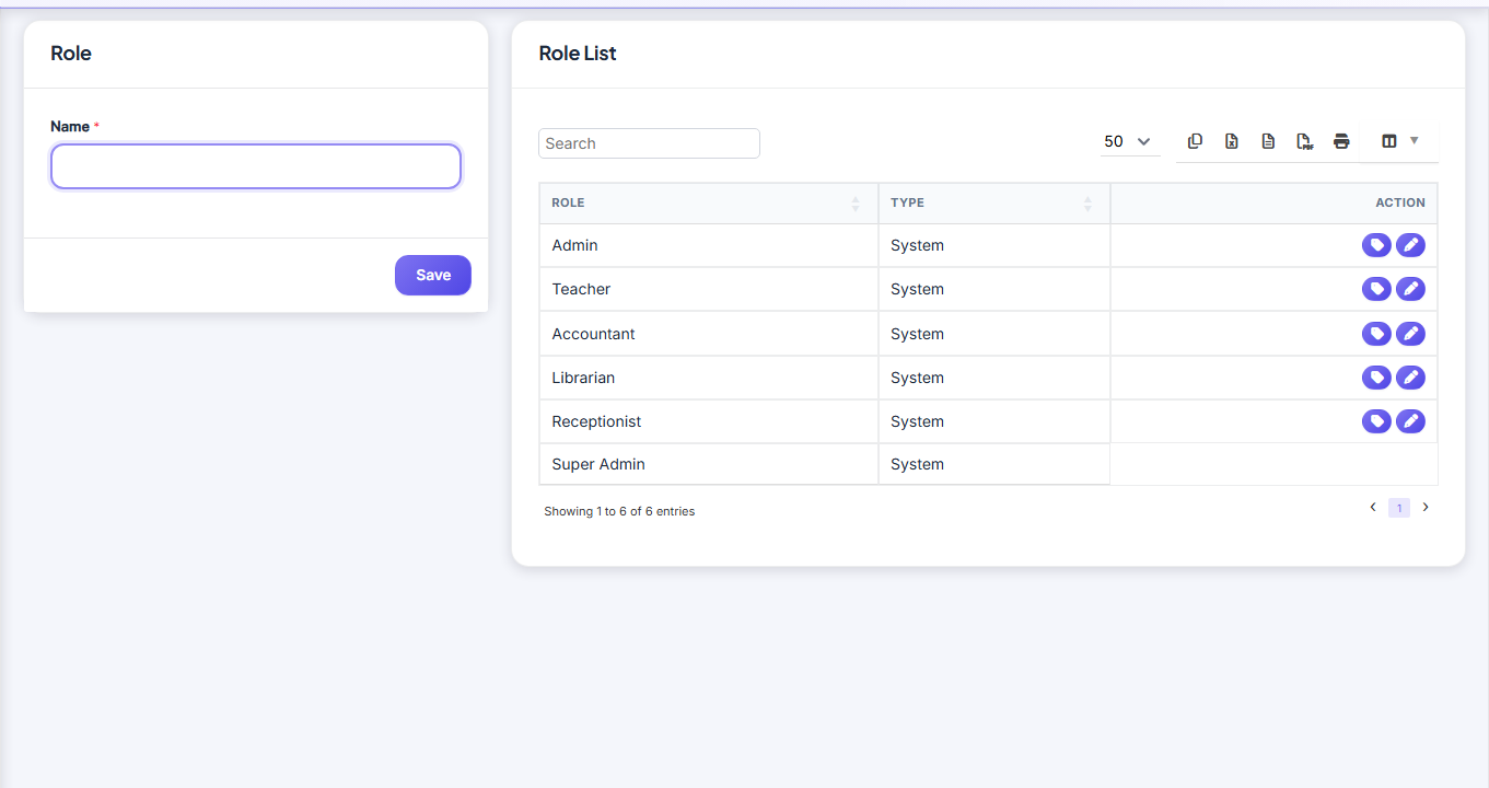 Paramètres système — Roles & Permissions screenshot