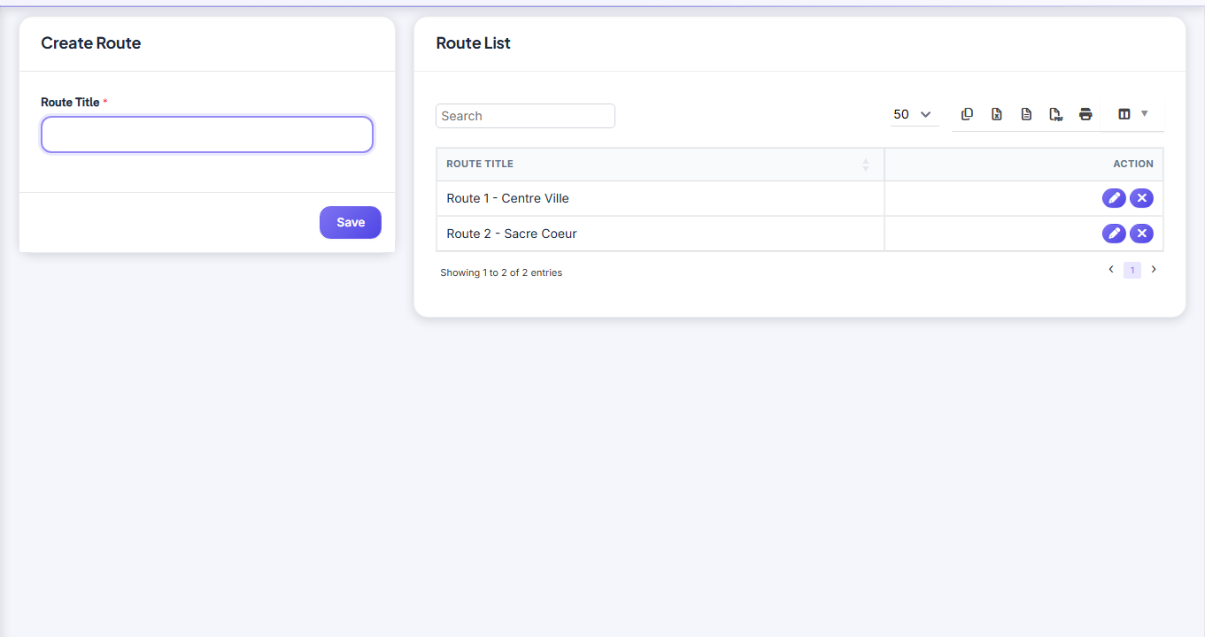 Transport — Routes screenshot