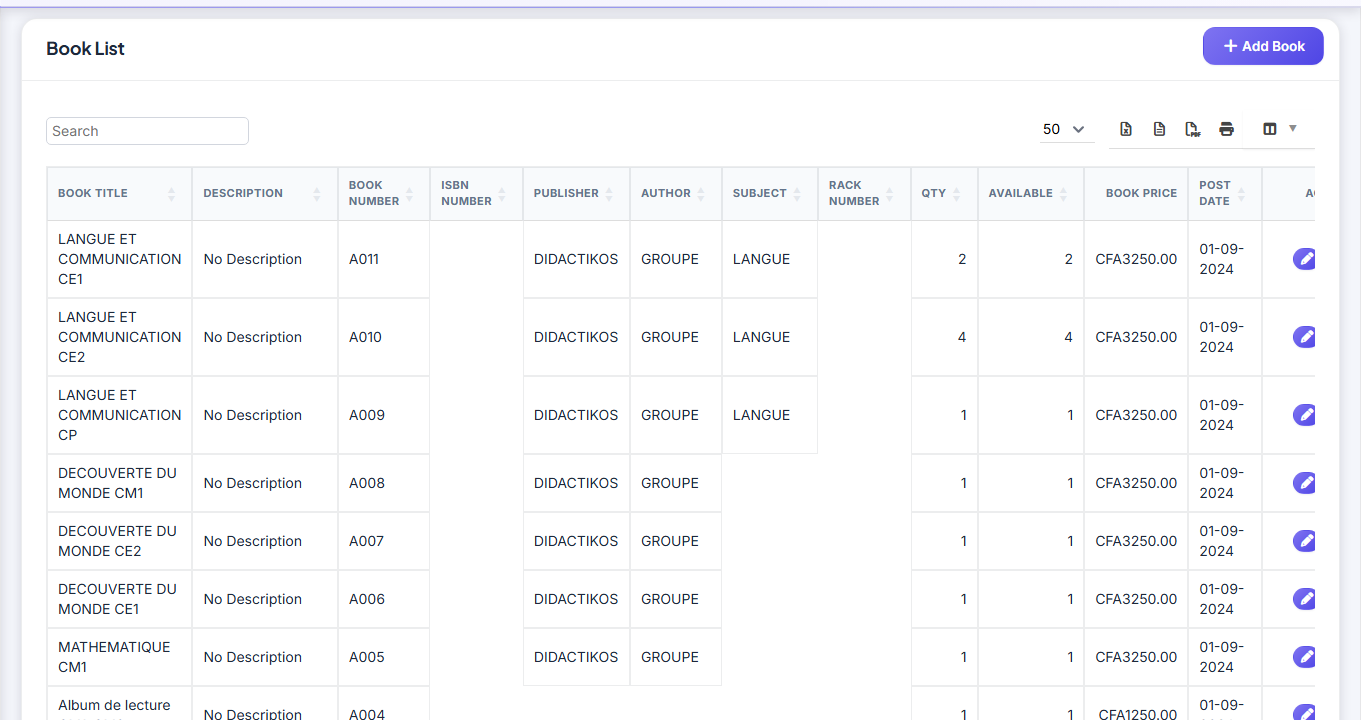 Bibliothèque — Book List screenshot